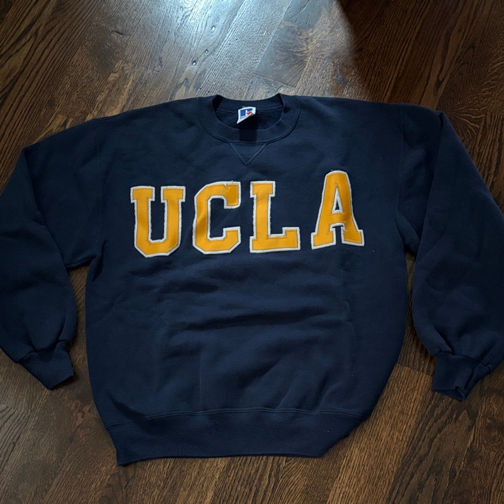 📌 Vintage Russell Athletic UCLA Navy Blue Sweatshirt L 50/50 - Picture 5 of 9